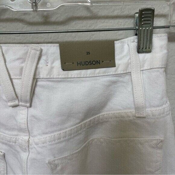 Hudson James High Rise Jeans Wide Leg Distressed White Size 25 - Picture 5 of 5